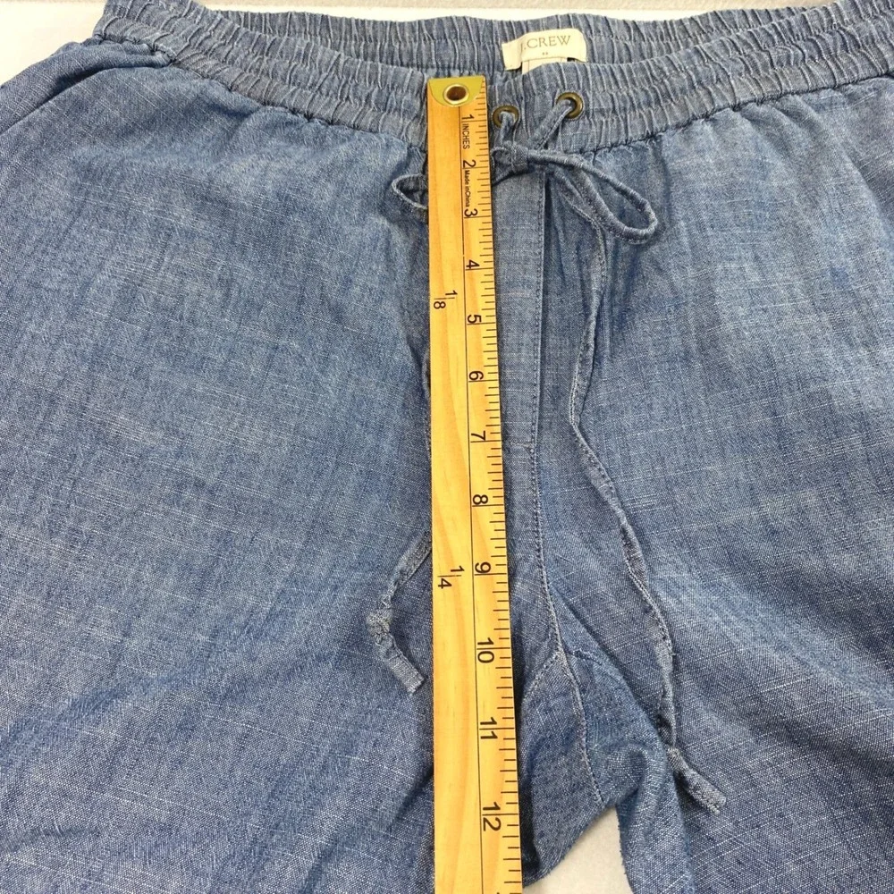 J.Crew Pants Women 10‎ Blue Chambray Drawstring Cuffed Tapered Coastal Nautical